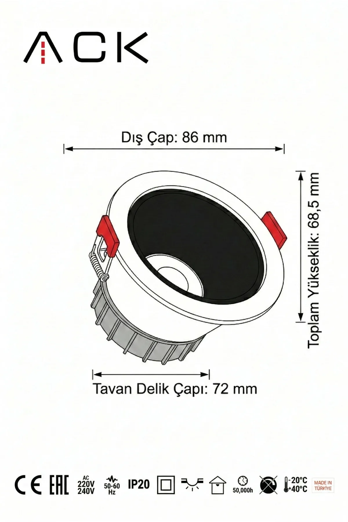 Led Spot 5W Beyaz Çerçeve Beyaz Işık - Görsel 3