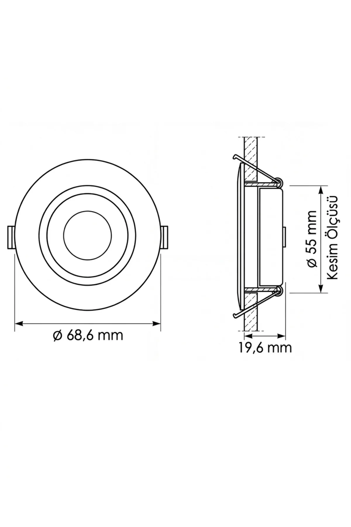 2.5W LED Mobil Spot - Gömme Tavan Spotu Siyah Kasa 6500K - Görsel 3