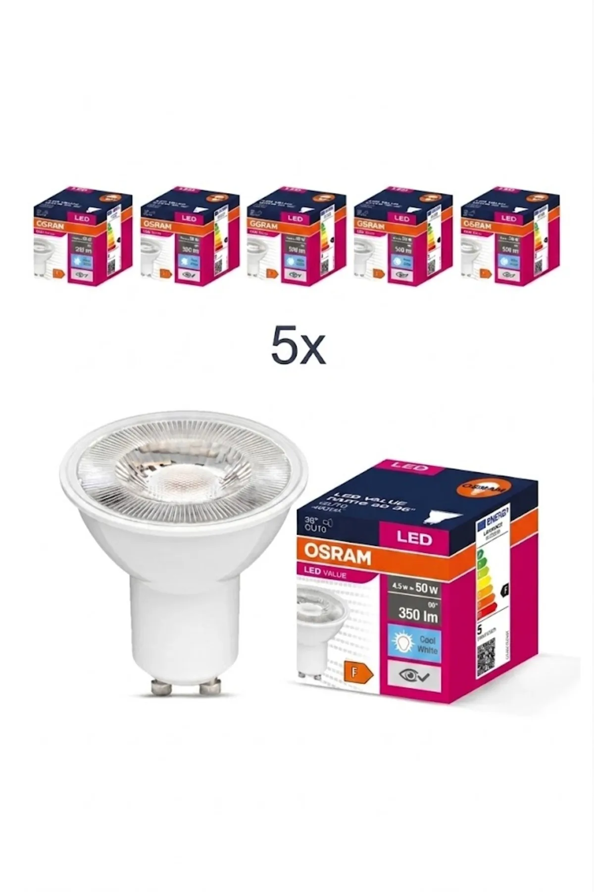 GU10 Led Ampul 4.5W 4000K Sıcak Beyaz (5 Adet)