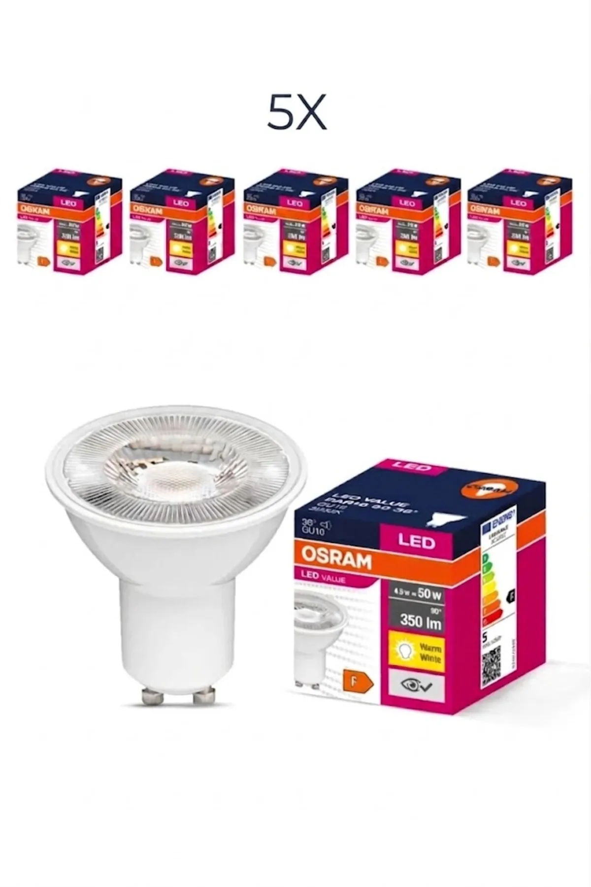 GU10 Led Ampul 4.5W 3000K Gün Işığı (5 Adet)
