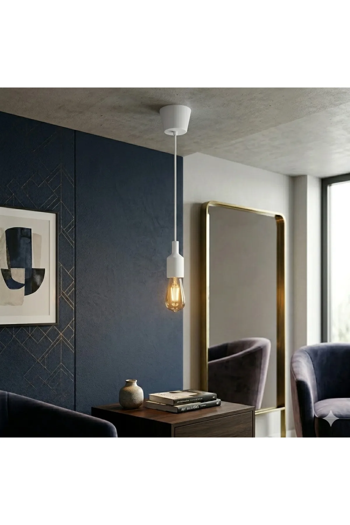DEKORATİF MODERN SARKIT ASKI APARATI E27 - BEYAZ RENK