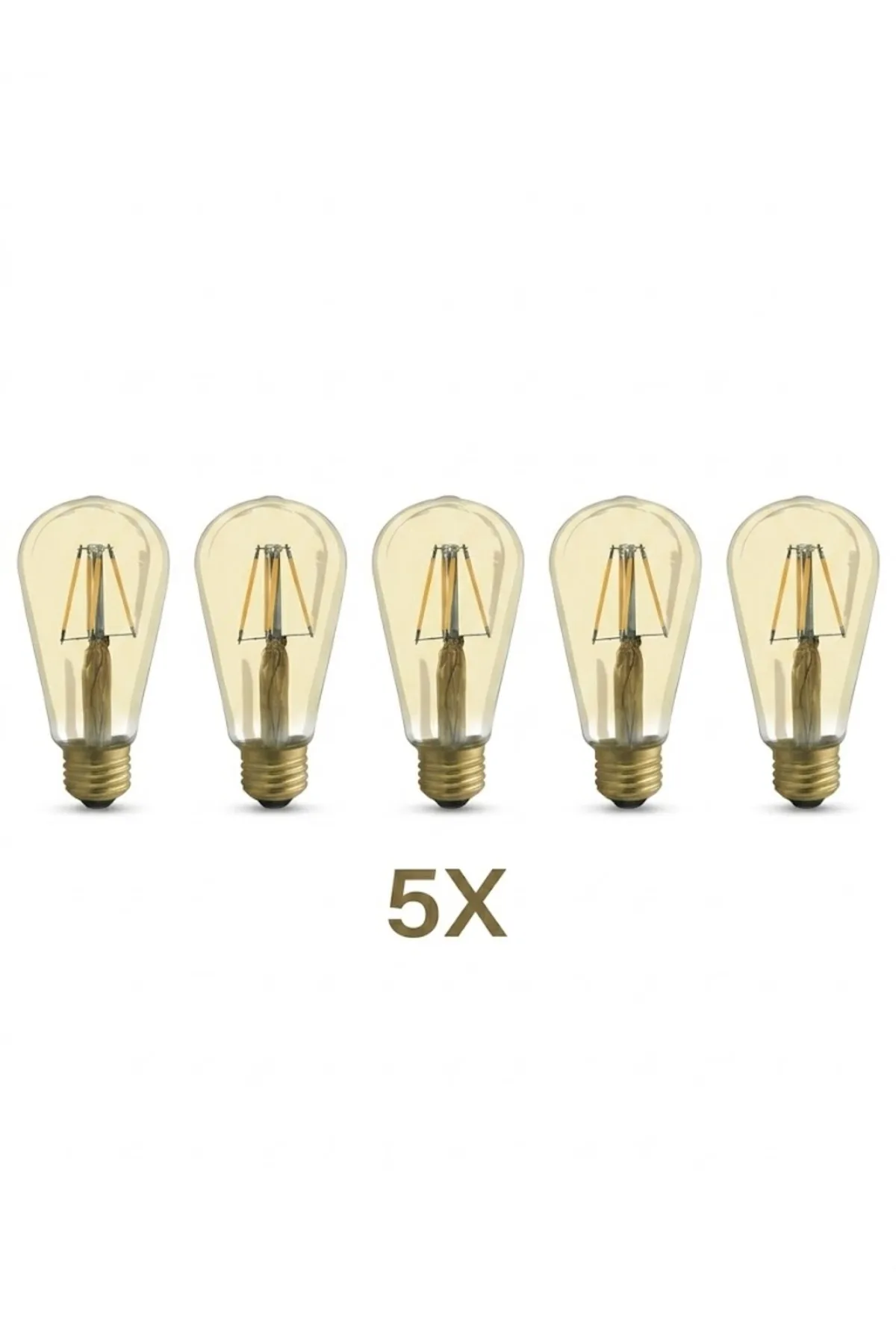 4W 220-240V E27 2200K ST64 LED RUSTIK AMPUL 5 ADET
