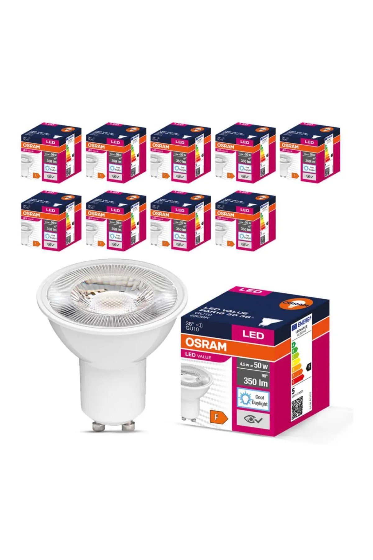 GU10 Led Ampul 4.5W 4000K Sıcak Beyaz (10 Adet)