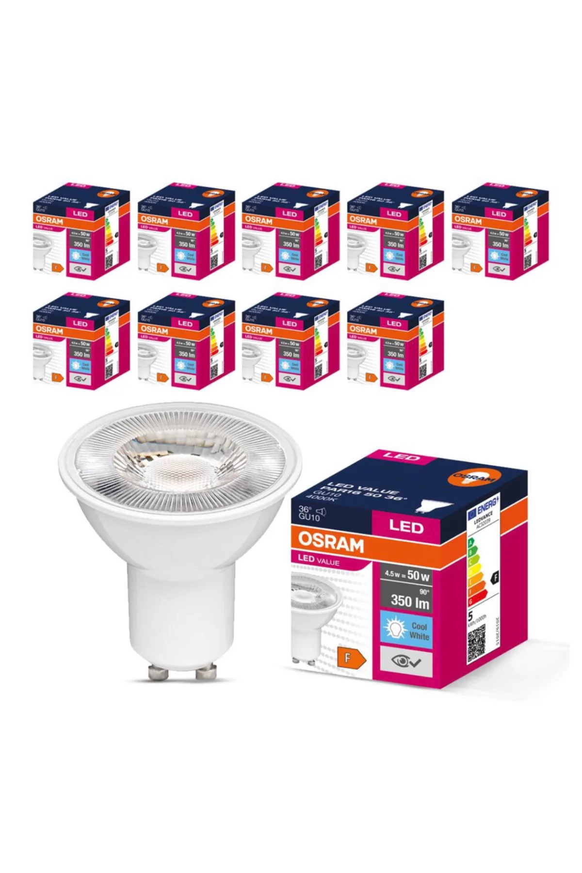 GU10 Led Ampul 4.5W 6500K Beyaz (10 Adet)