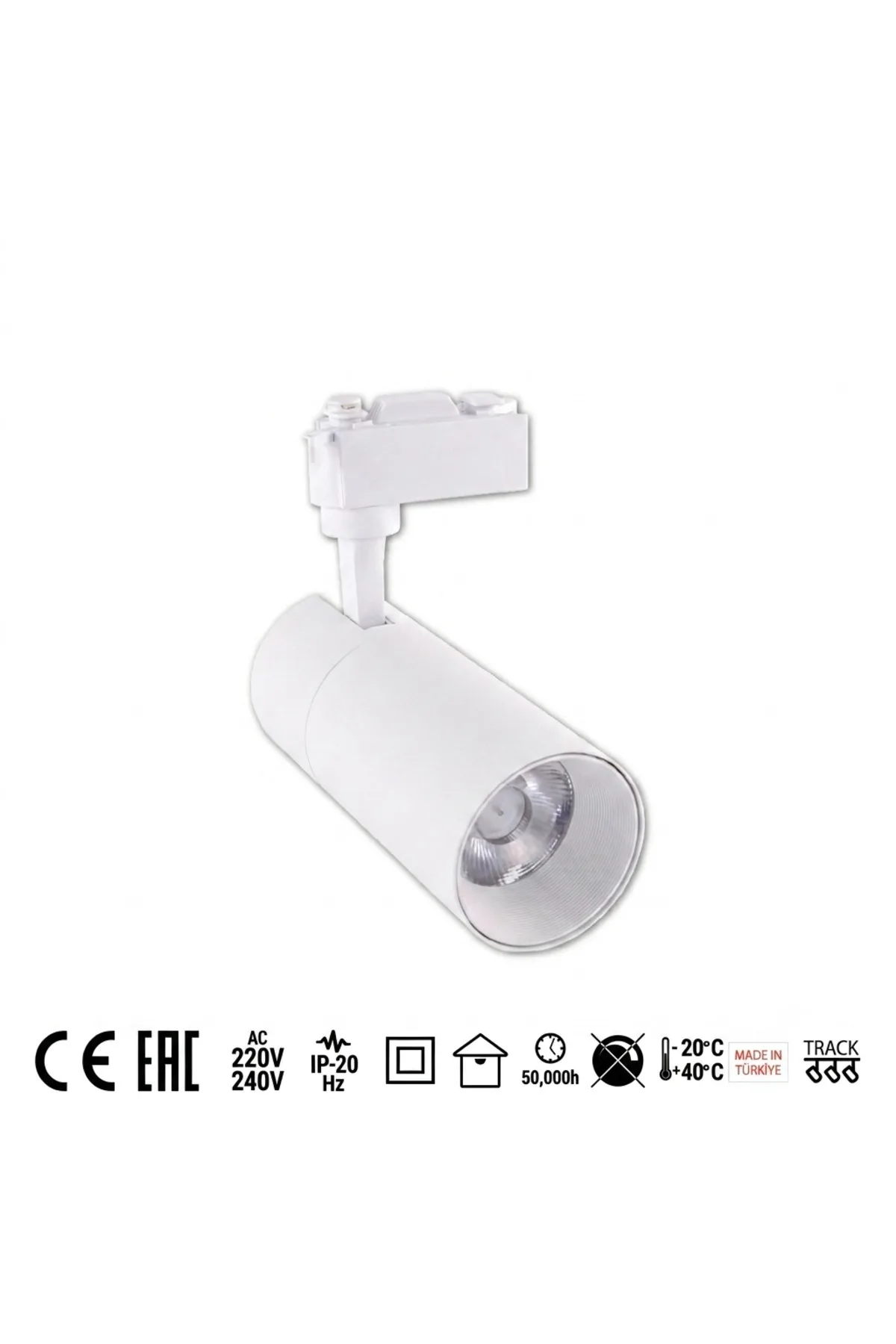 10W Alüminyum LED Ray Spot Armatür Beyaz Kasa 6500K Beyaz Işık AD30-01030 - Görsel 2