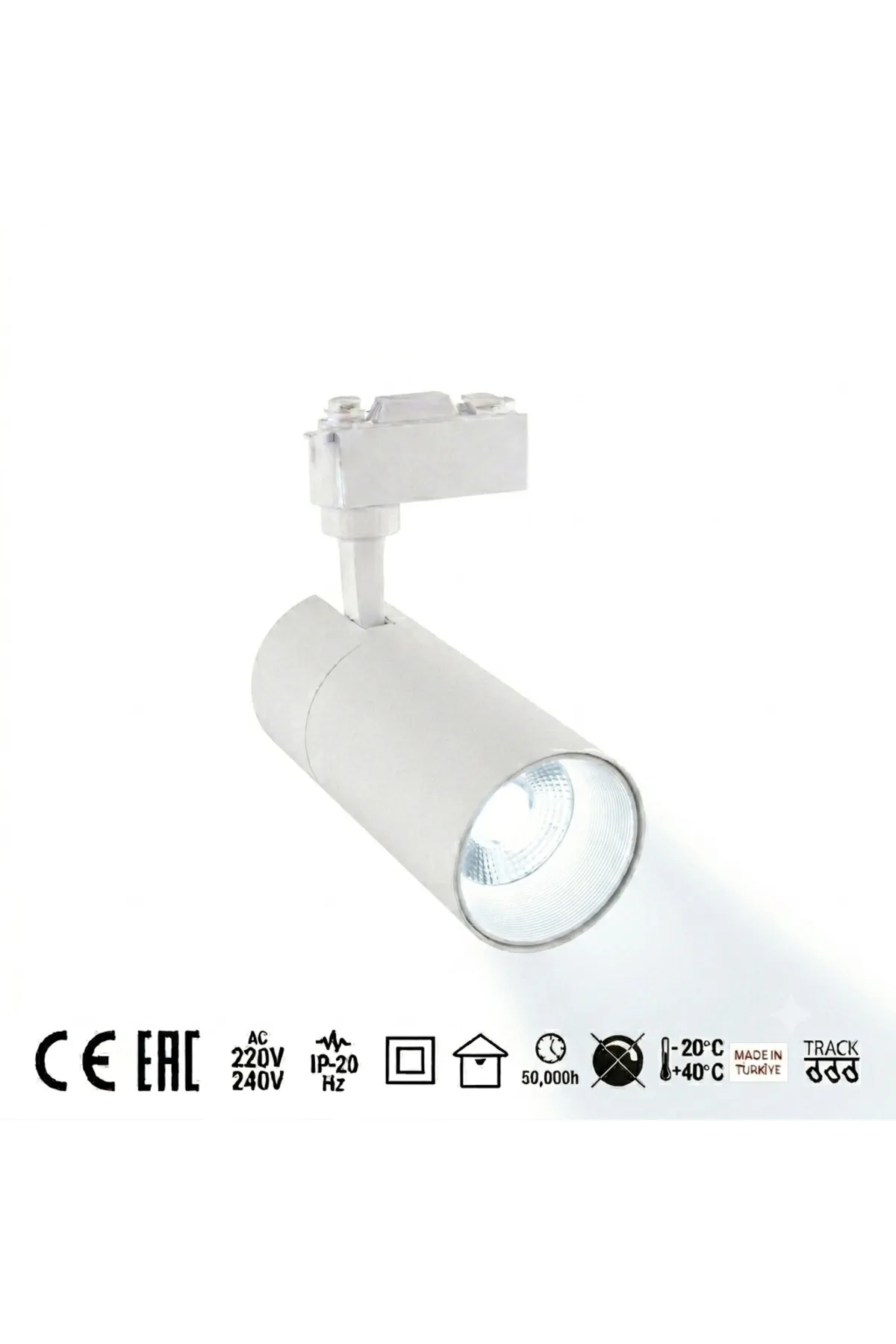 10W Alüminyum LED Ray Spot Armatür Beyaz Kasa 6500K Beyaz Işık AD30-01030