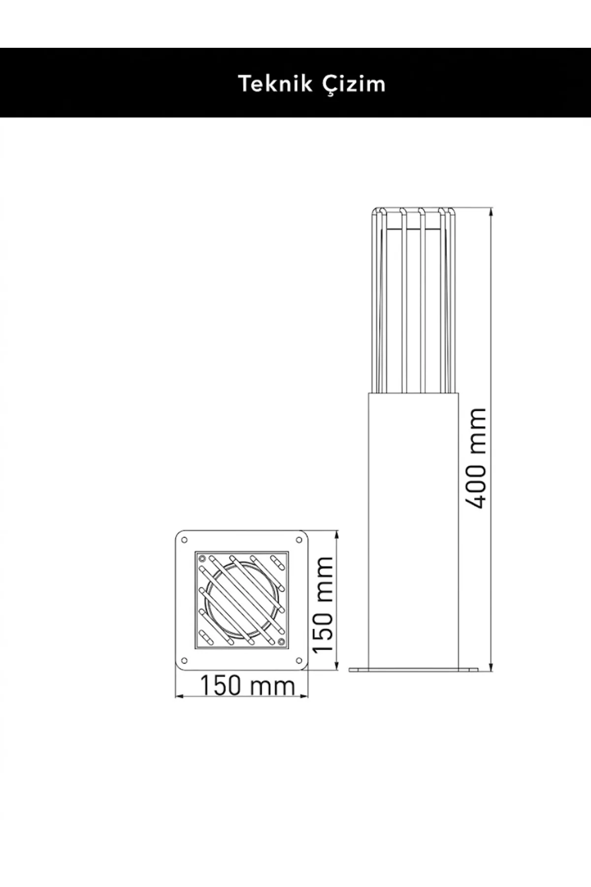 BAHÇE ARMATÜRÜ ASOS E27 MAX 60W 400MM - Görsel 3