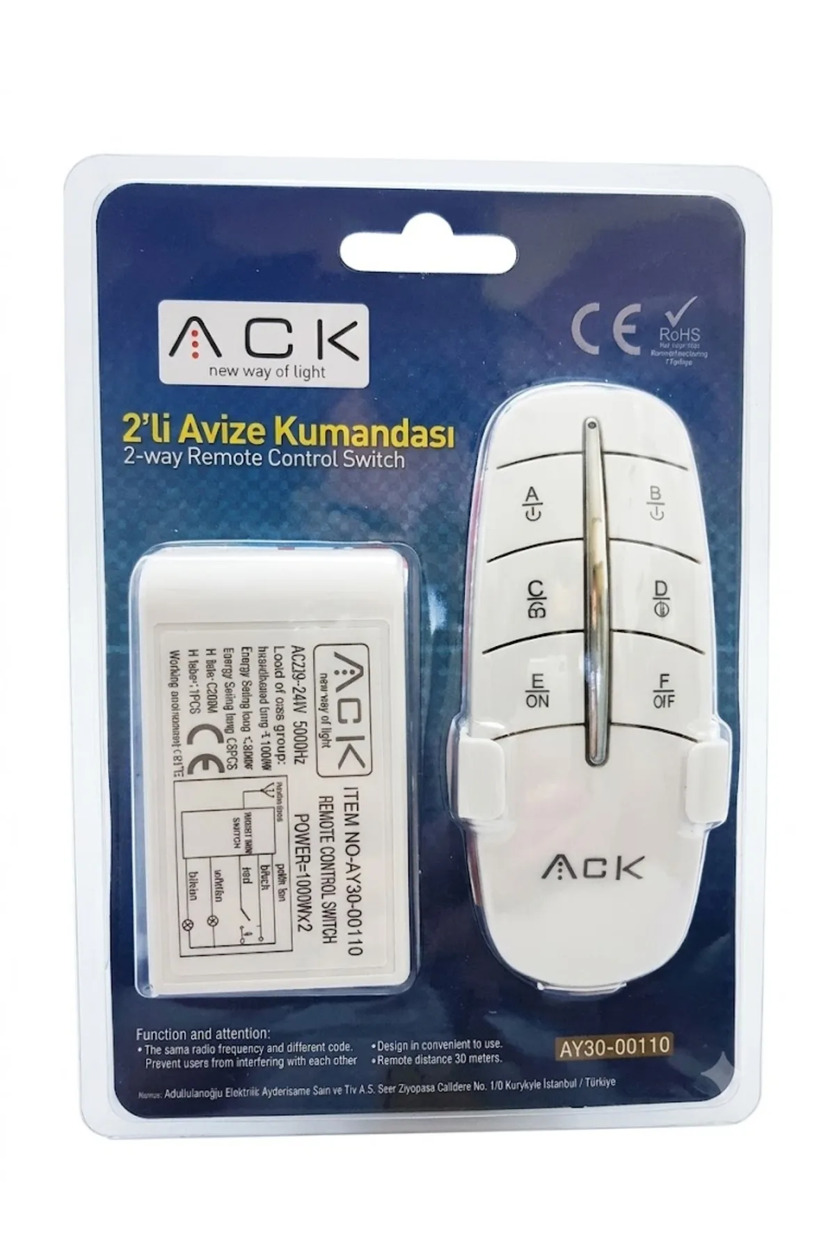 2 KANALLI AVİZE KUMANDASI 220V