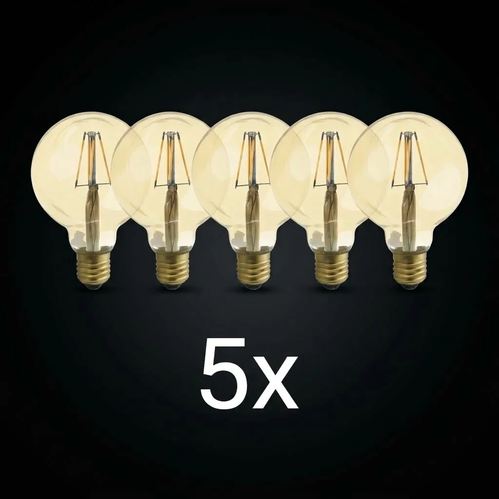 4W 220-240V E27 2200K G95 LED RUSTIK AMPUL 5 ADET 